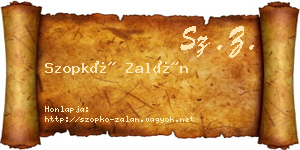 Szopkó Zalán névjegykártya